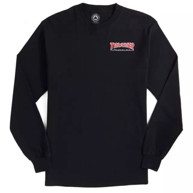 Thrasher Magazine Longsleeve Outlined Embroidered Logo Schwarz L/S Black L