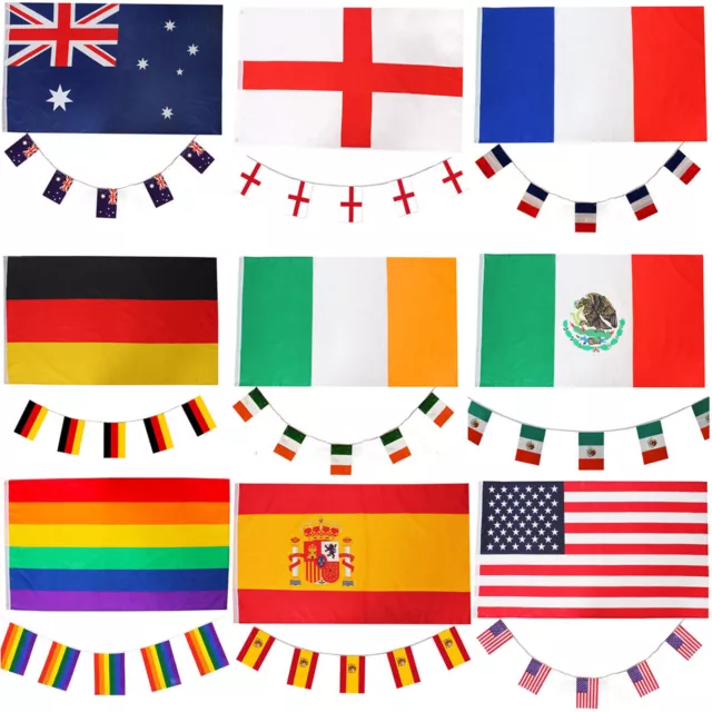 Huge Country Flag And Bunting Set National Flags Banner Football Event Party