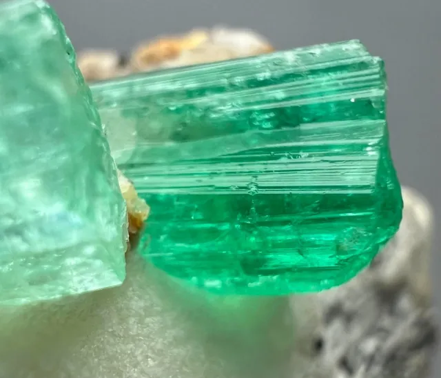 370 CT. Top Green Emerald Transparent Crystals On Matrix From Afghanistan