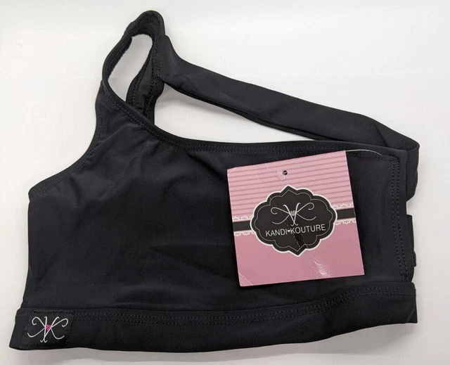 Kandi Kouture Bra Top Girls' Dancewear Workout Yoga Bra Top (Black, Size CM 5/6)