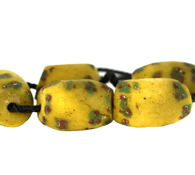 5 Venetian Trade Beads Yellow Loose Africa