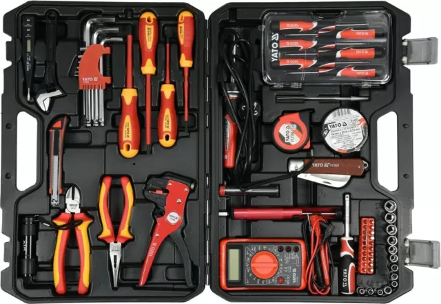 YATO 68 pièces. Ensemble d'outils électriques boîte à outils ensemble...