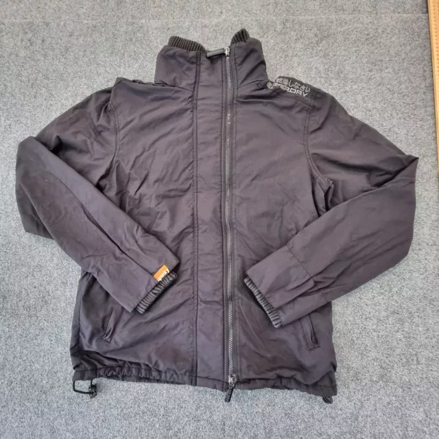 Superdry Jacket Kids LARGE black Windbreaker winter full zip windcheater Size L