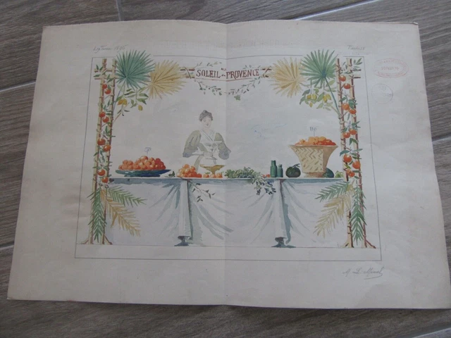 Disegno Acquerello Originale Arti Decorative 1896 Decorazione Mercante...