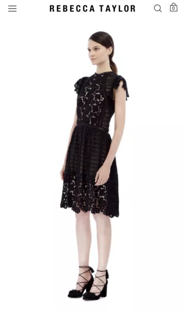 Rebecca Taylor (Retail $695.00) Short Sleeve Lace Mix Mini Dress 3