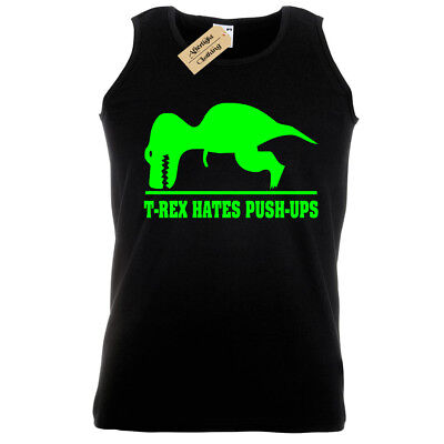 T-Shirt Divertente Rex Hates Push Ups Uomo Canottiera Dinosaur Palestra Fitness,