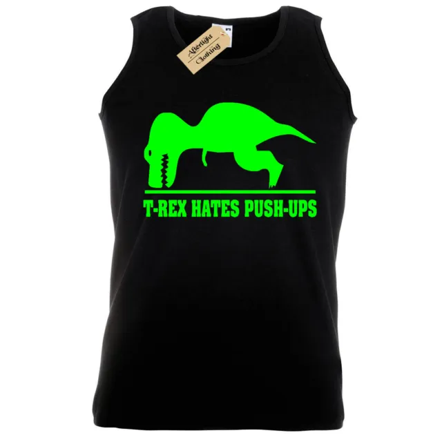 T-Shirt Divertente Rex Hates Push Ups Uomo Canottiera Dinosaur Palestra Fitness,