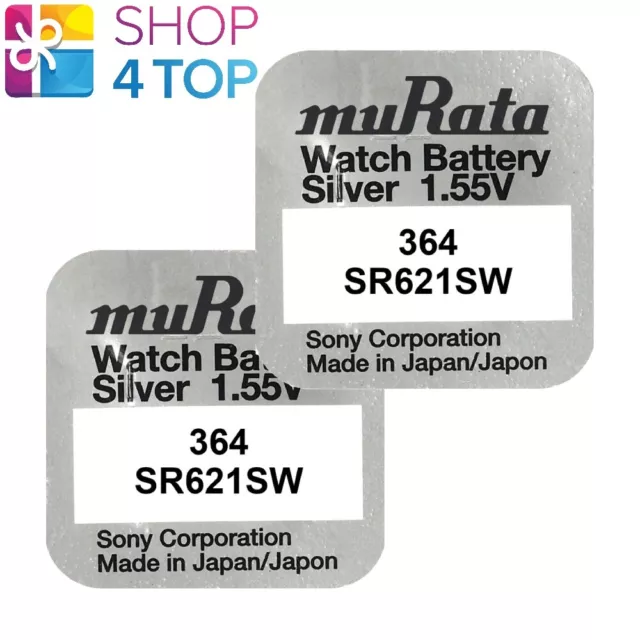 2 Murata 364 SR621SW batteries Argent Oxyde 1.55V Montre Batterie 2022 sony Neuf