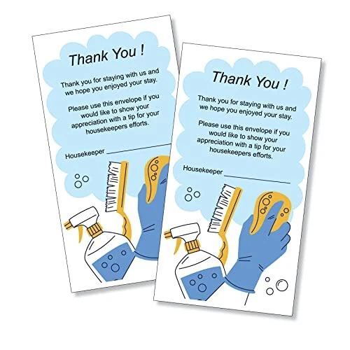 100 Motel Hotel Housekeeping Tip Envelopes Cash Or Coins 3 1/2" X 6 1/2"