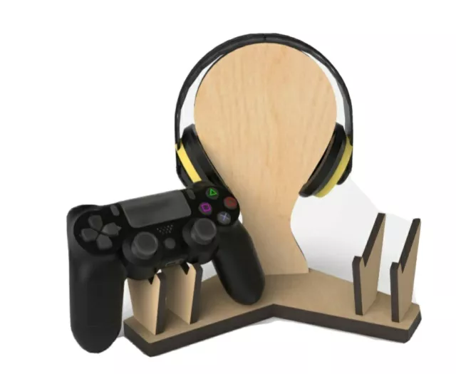 PORTA JOYSTICK Playstation e cuffie in legno personalizzato con