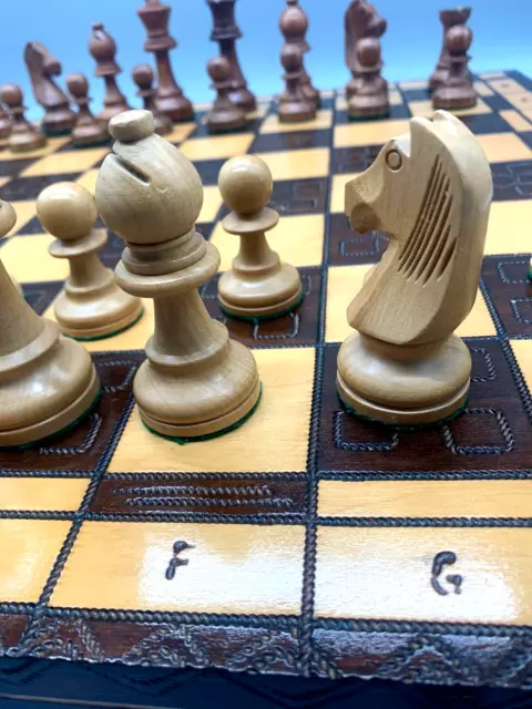 🤩Wunderschönes Schach -spiel aus Holz 48x48cm - Handarbeit - Sehr guter Zustand