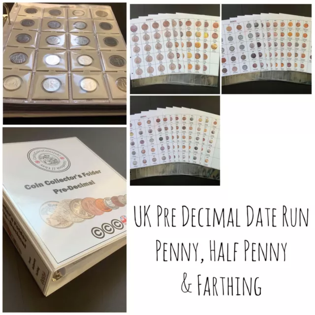 UK Pre Decimal Coin Collector's Folder Covering Penny, Half Penny, Farthing