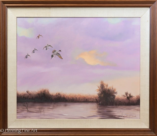 Beautiful Fred Rothenbush Oil Painting Landscape with Ducks, Signed & FINE! RARE