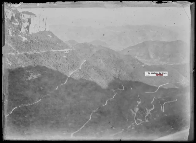 Plaque verre photo ancienne négatif noir et blanc 6x9 cm paysage Vercors France