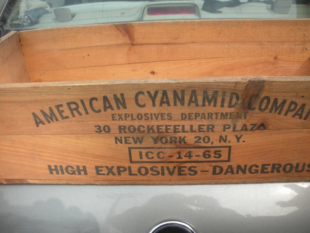 Vtg American Cyanamid Company Wood Explosives Shipping Crate 30 Rock Plaza NY 5