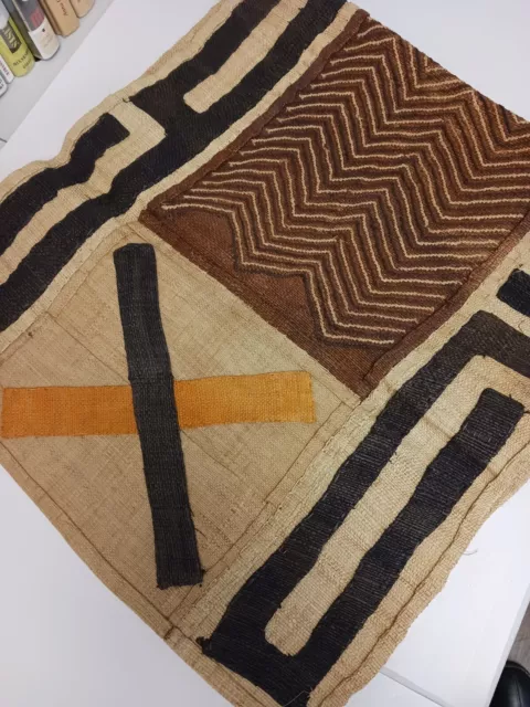 African Kuba Cloth Natural Woven Raffia Congo Table Runner Kubu Crafts