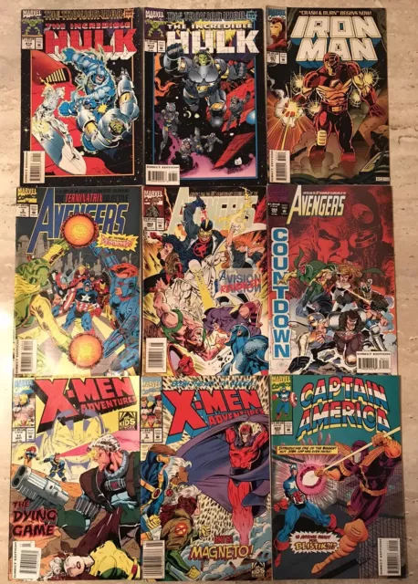 Lot of 9 1990s MARVEL Comics *Avengers*Iron Man*X Men*Hulk*
