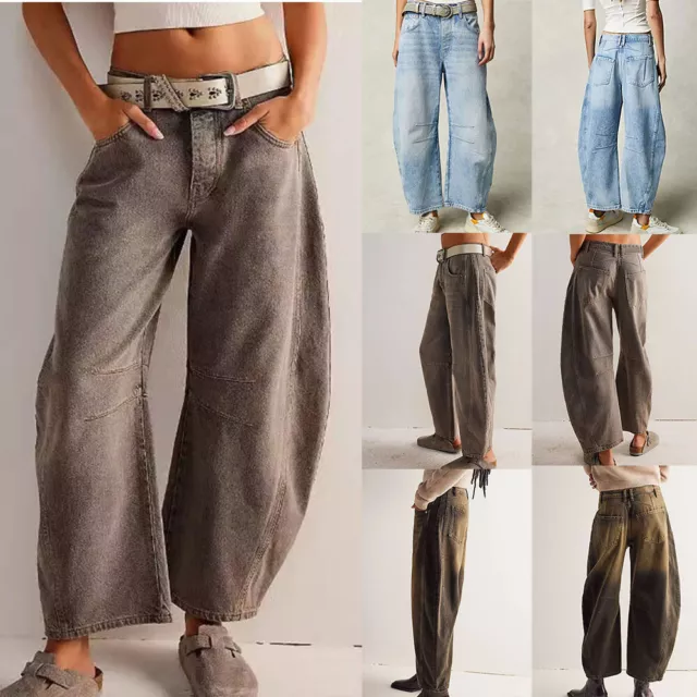 Pantaloncini Di Jeans Casual Da Donna Jeans Pantaloni Larghi A Vita Media -