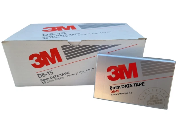 3M 8mm Digital Data Tape D8-15 Vintage Recordable Tape Box of 10 Tapes NOS