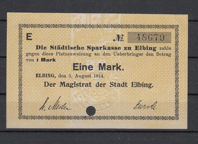 Elbing - Elblag - 1 Mk - 05.08.1914 - Dießner 91.1b - Kn 0 5/32in 5st - 1-fach