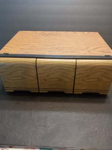 VTG FAUX WOODEN 3 DRAWER 60 CD STORAGE CASE HOLDER STACKABLE  See Description#71