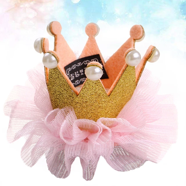 Cat Birthday Hat Pet Hair Clips Pearl Clips Hair Pearl Headpiece Cats Dogs