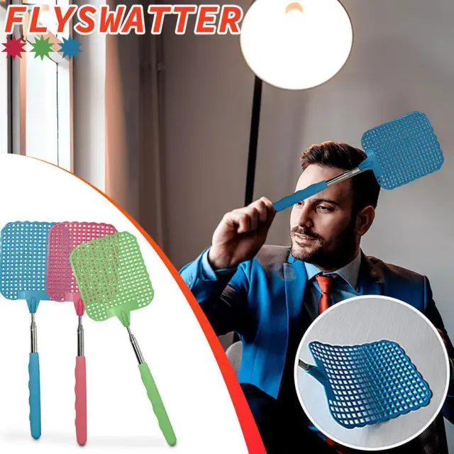 Extendable Fly Swatter Catcher Telescopic Insect Swat Killer Bug Wasp