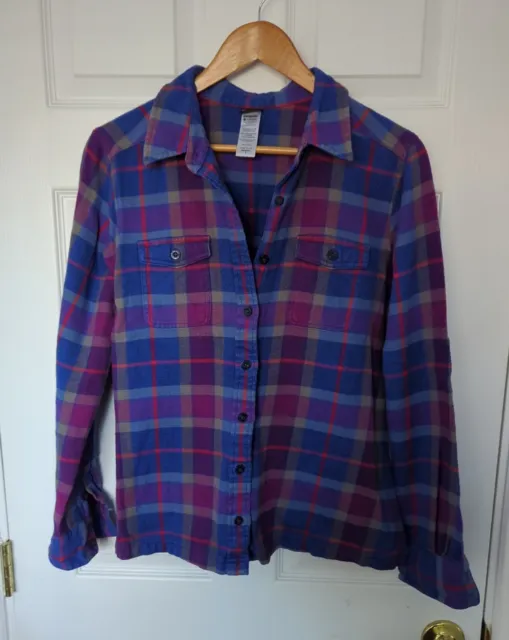 Patagonia Fjord Organic Cotton Flannel Shirt, Blue/Purple Plaid, Size 8