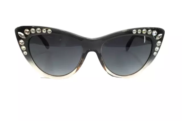 Occhiali da sole donna firmati cat eye lenti sfumate neri con strass e eleganti. 3