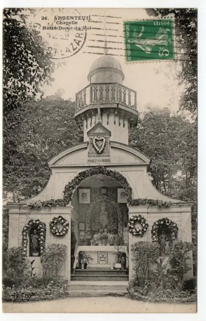 ARGENTEUIL - Val d' Oise - CPA 95 - Chapelle Notre Dame du Val - pli en bas à Dr