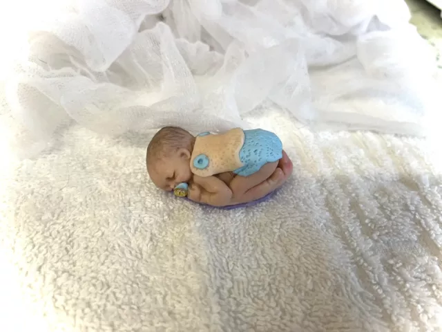 Polymer Clay Baby,art Doll,dollhouse,hand Painted,ooak Cake Topper,gift,