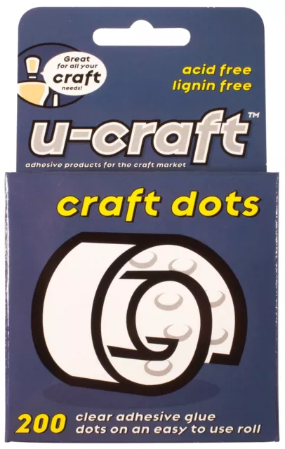 36 x U-Craft 10mm Craft Adhesive Dots Permanent 200 per roll 201061