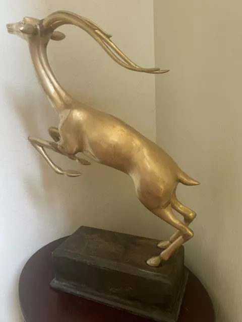 Stunning Antique Sculpture Frederick Chicago Brass Statue Antelope Deer Figurin