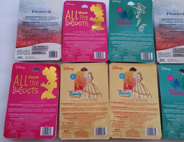Disney Lot Of 10 Lip Gloss Frozen II Belle Ariel Minnie Mouse 3
