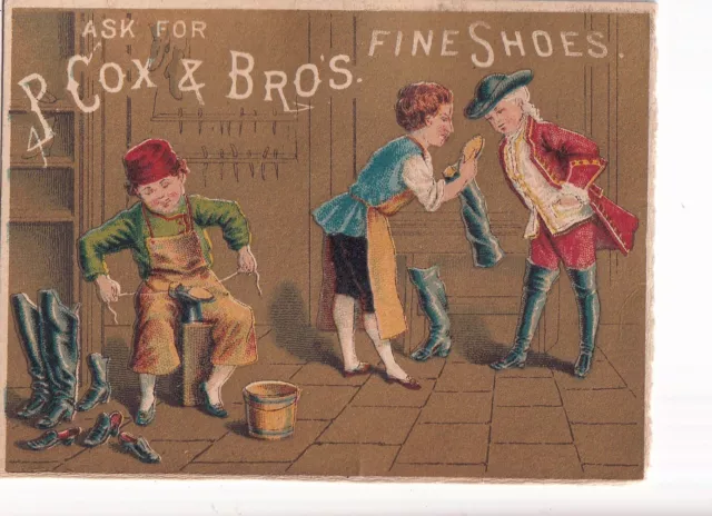 1800's Victorian Trade Card - J P Cox & Bros Fine Shoes