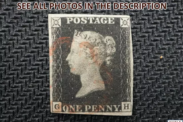 NobleSpirit No Reserve (TP) Great Britain #1, 1840 1p Penny Black "G-H" Used FVF