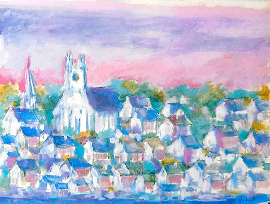 Edgartown Old Whaling Church Martha's Vineyard Signed Original Painting