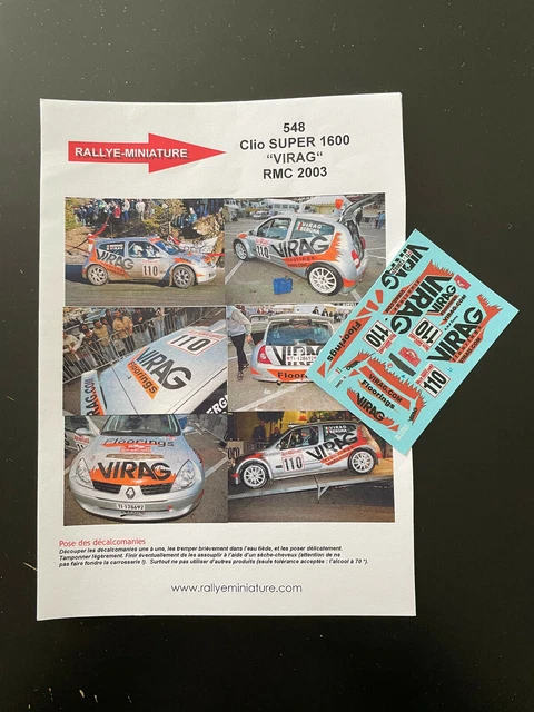 DECALS 1/43 SKODA Octavia Auriol Rallye Monte Carlo 2003 Wrc Rally EUR