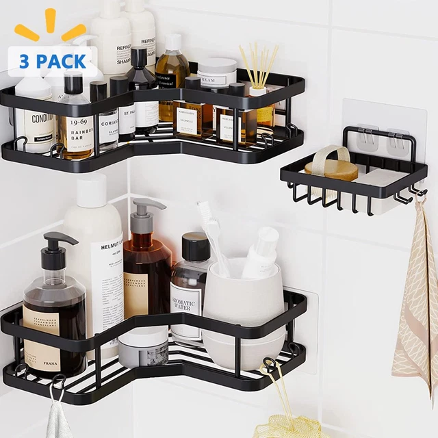 3-Pack Corner Shower Caddy Shower Organizer, 2 Tier Self-Adhesive Bathroom Showe