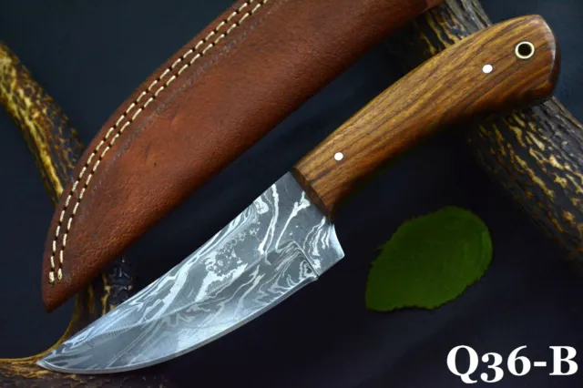 8.8" OAL Custom Hand Forged Damascus Steel Hunting Knife Handmade (Q36-B)