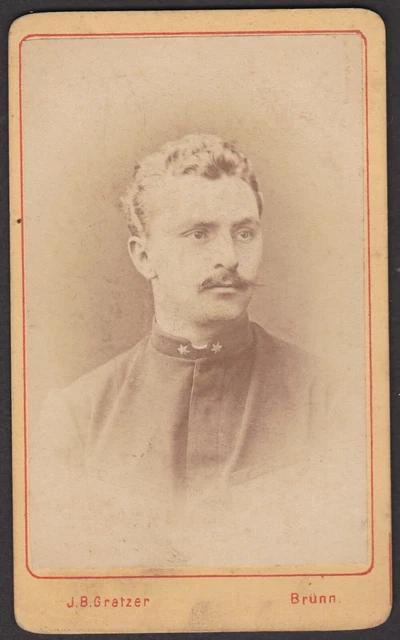 19037 Frühes Portrait Foto CDV KAB KuK Soldat Atelier J.B. Gratzer Brünn Brno