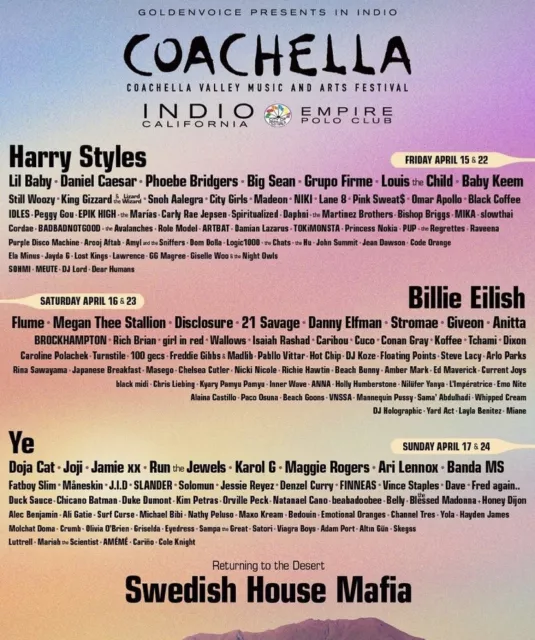 2022 Coachella Music Festival - Weekend 2 Apr 22-24 * 3 Day GA + Shuttle (1-4)