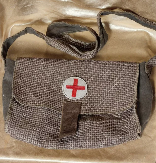 WWI Vintage Soviet Military Medical Shoulder Messenger Bag Khaki Canvas Bag USSR 3