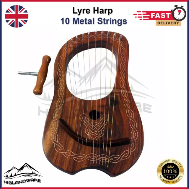 Traditionnel 10 Métal Cordes Lyre Harpe Palissandre Avec Sac Gratuit & Tuning