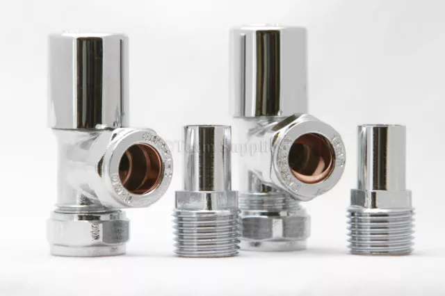 Towel Rad Rail Angled Manual Radiator Valve Chrome Lp 15Mm Pair Wheelhead Milan