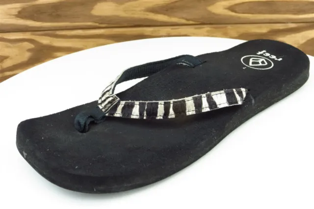 Reef Sz 7 M Black Flip Flop Synthetic Women Sandals