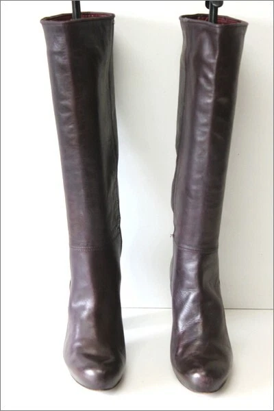 ALTO GRADIMENTO  Bottes Cavalières à Talons Cuir Clouté Lavande T 39 TBE