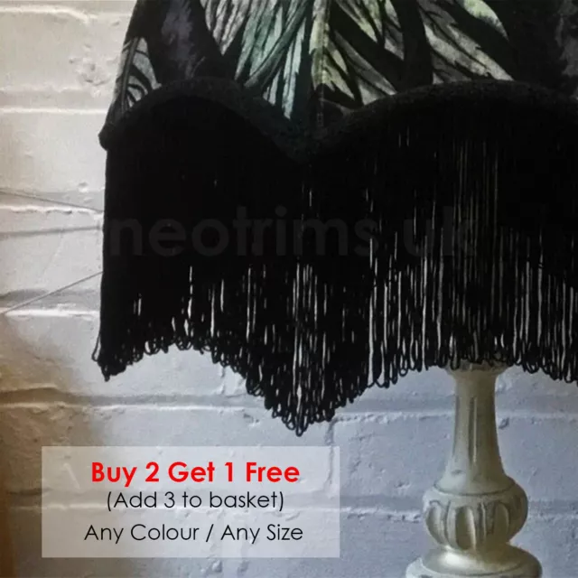 Silky Loop Fringe 10cm 15cm 25cm Long Fringing Trim,Black,White & Two Tone