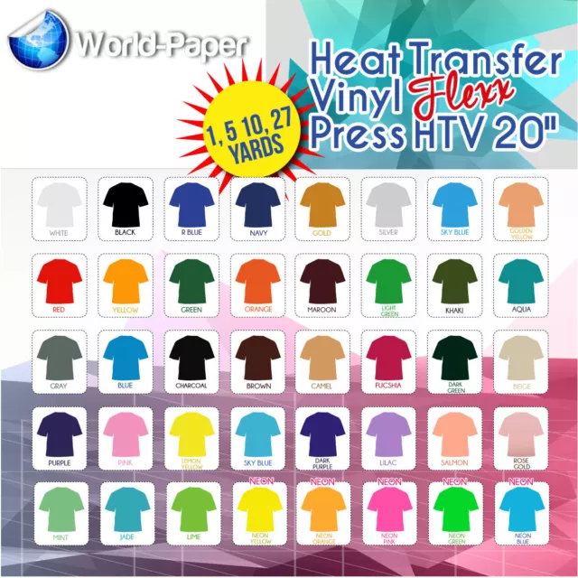 Heat Transfer Vinyl (HTV) for T-Shirts 20" by Yard Roll(s) BEST ON EBAY USA #1