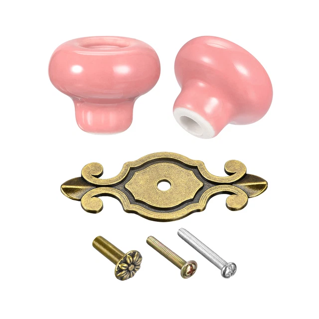 32x26mm Vintage Ceramic Drawer Knobs Pulls for Dresser Bronze/Pink 4Pcs
